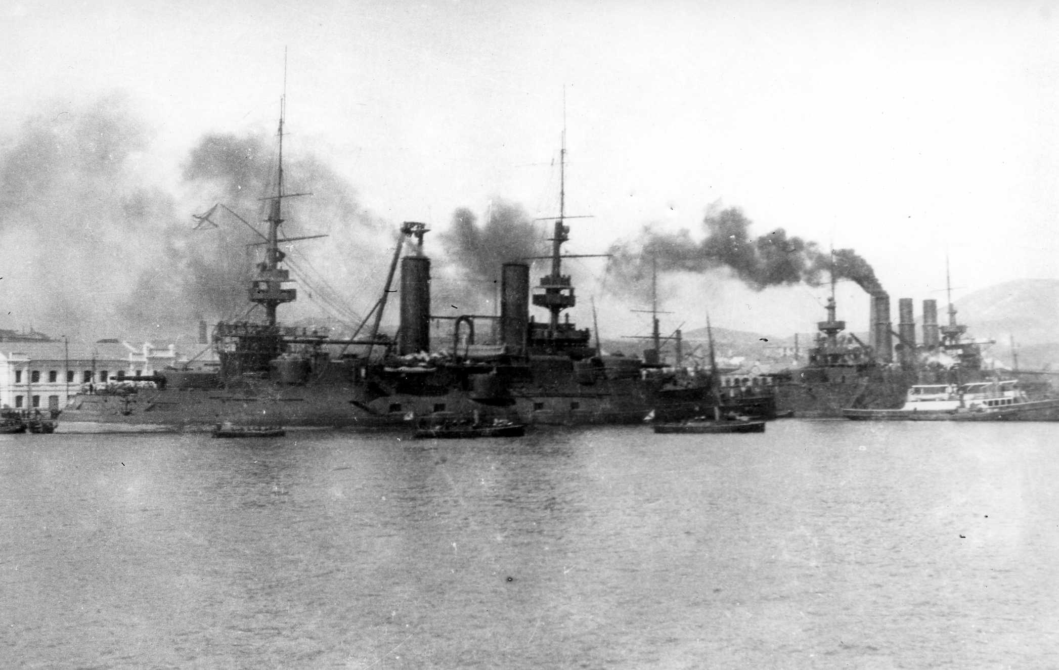 Нападение на порт. Броненосец Ретвизан 1904 год.