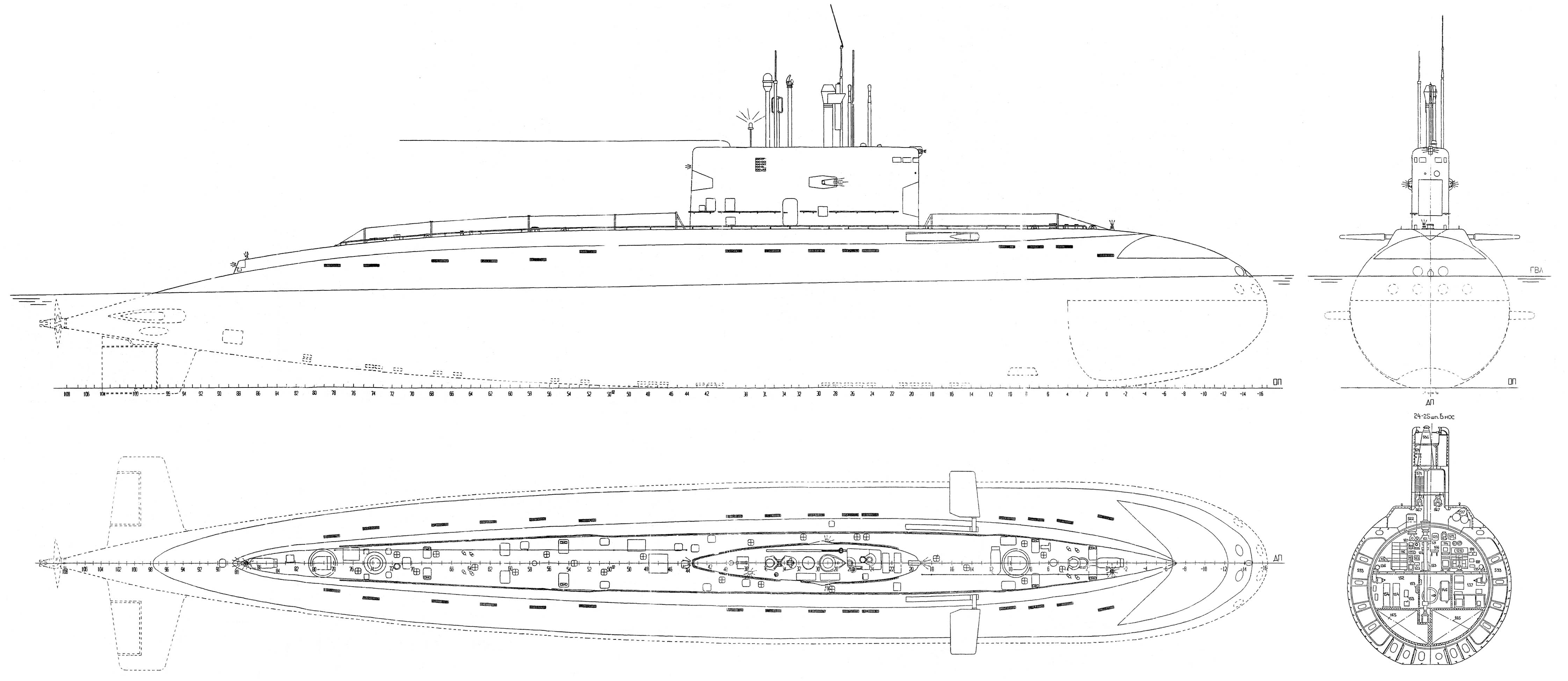 Чертеж подводной лодки курск